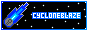 A rectangular horizontal button for linking to this website, with a comet on a starry background and the word 'Cycloneblaze' on it.